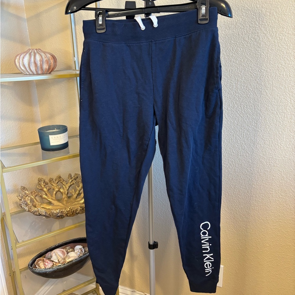 Calvin Klein Navy Jogger Sweatpants Women’s Small Lounge Sleepwear Logo